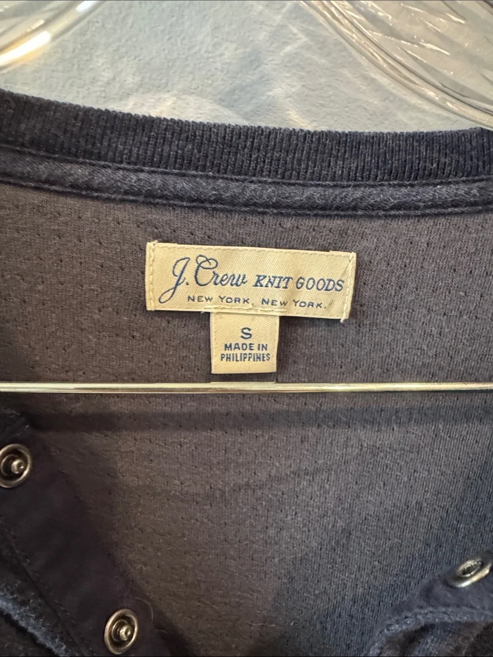 J.Crew Men's Vintage-wash 100% Cotton Henley, featured in a faded blue color